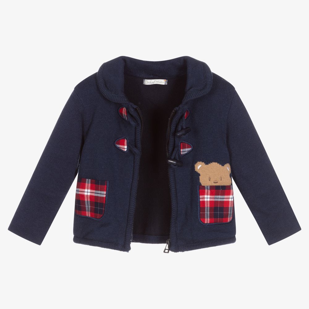 Dr. Kid-Blue Knit Hooded Baby Jacket | Childrensalon Outlet