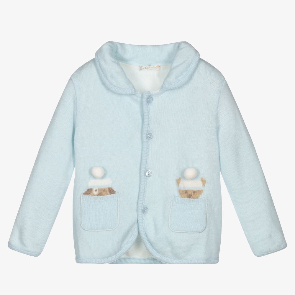 Dr. Kid Blue Knit Wool Blend Cardigan Childrensalon Outlet