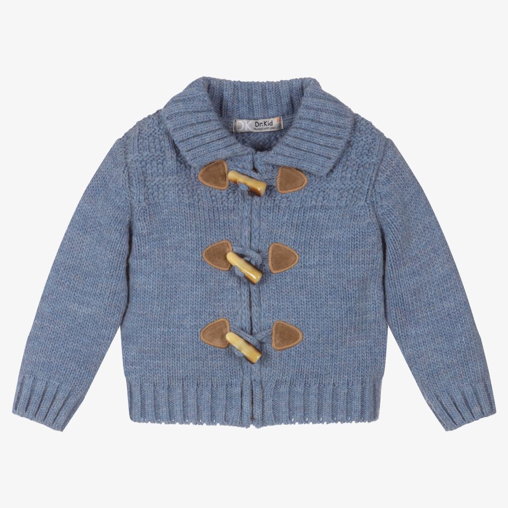Dr. Kid - Blue Knitted Wool Cardigan | Childrensalon