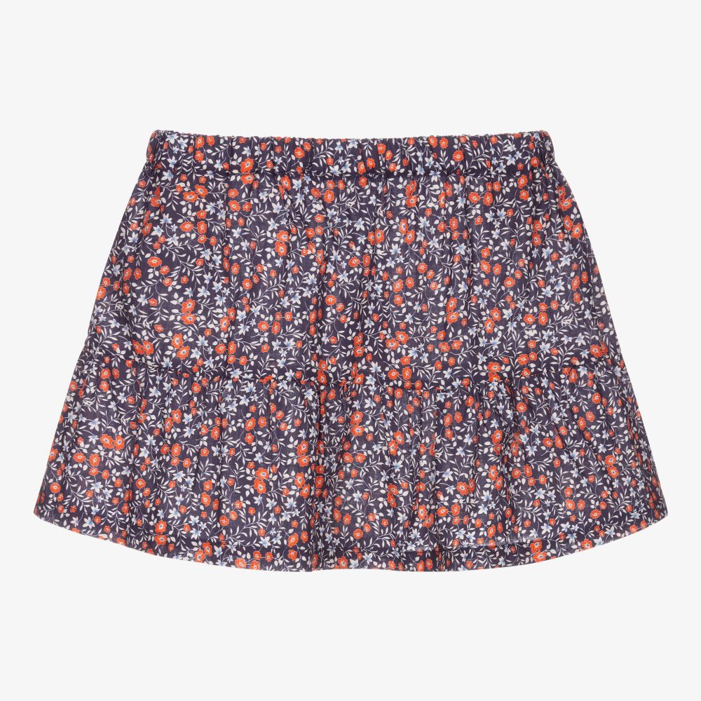 Dr. Kid-Blue & Red Floral Cotton Skirt | Childrensalon Outlet