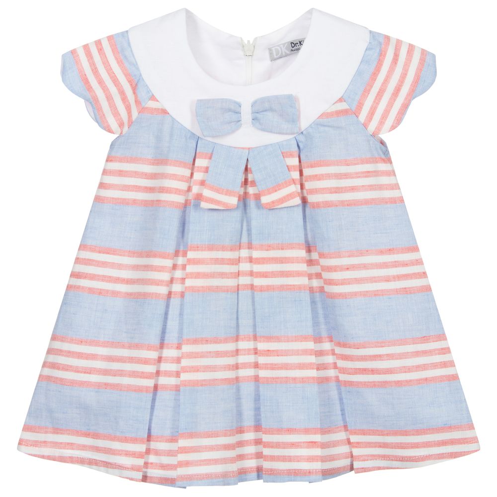 Dr. Kid - Blue & Red Linen Dress | Childrensalon