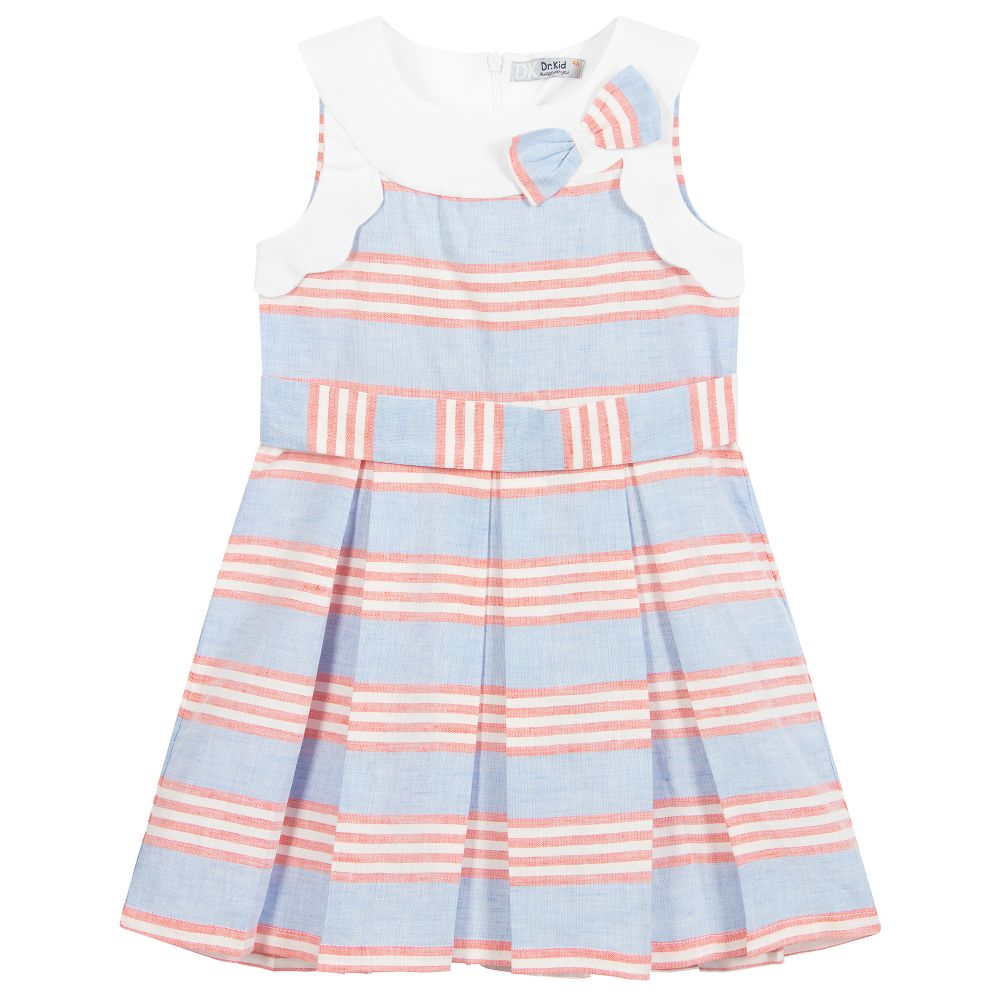 Dr. Kid - Blue & Red Linen Dress | Childrensalon