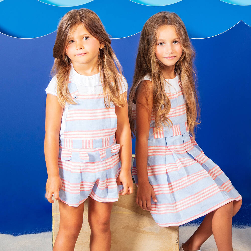 Dr. Kid-Blue & Red Linen Dress | Childrensalon Outlet