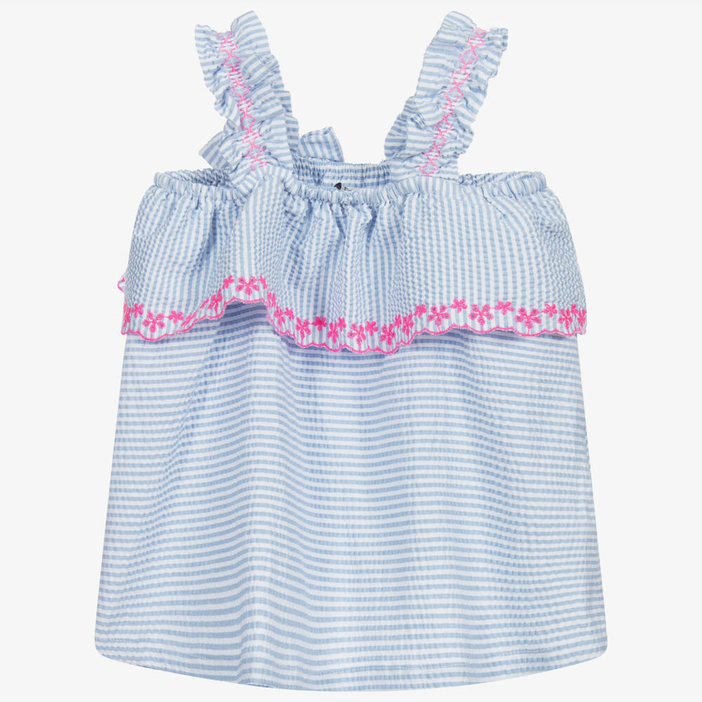 Dr. Kid-Blue Striped Cotton Blouse | Childrensalon Outlet