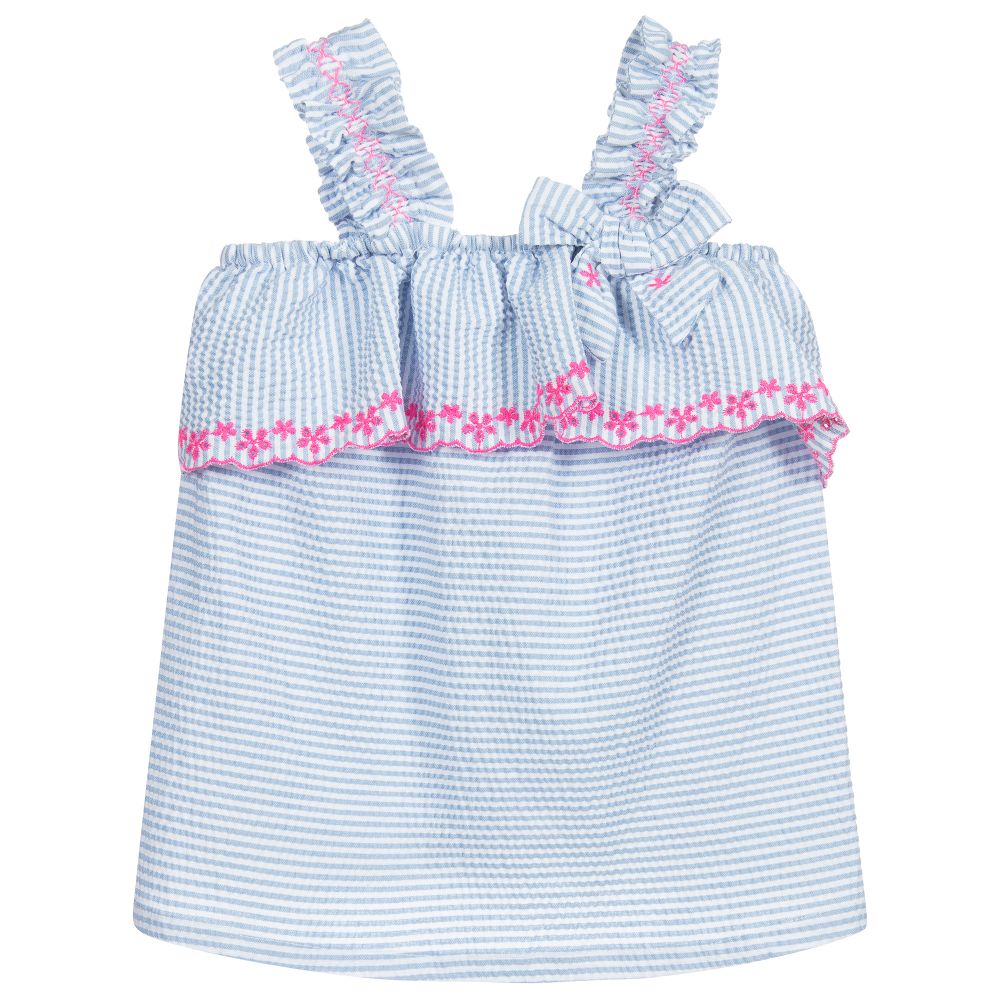 Dr. Kid - Blue Striped Cotton Blouse | Childrensalon