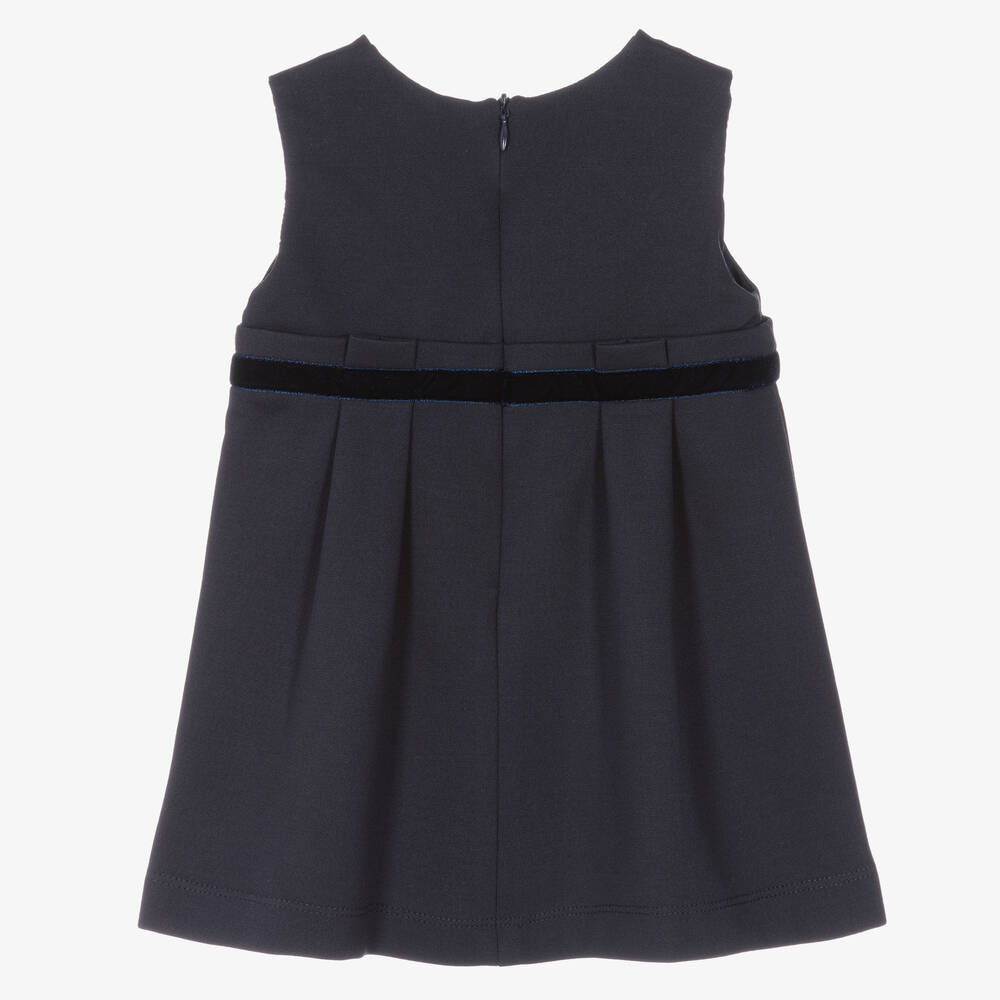 Dr. Kid-Blue Velvet Trim Jersey Dress | Childrensalon Outlet