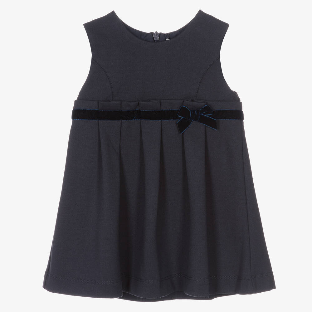 Dr. Kid - Blue Velvet Trim Jersey Dress | Childrensalon