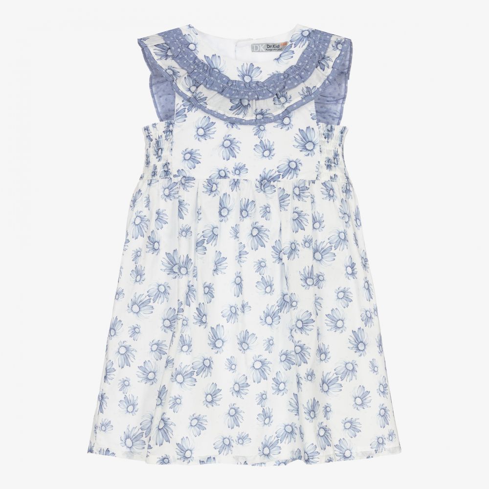Dr. Kid-Blue & White Floral Dress | Childrensalon Outlet