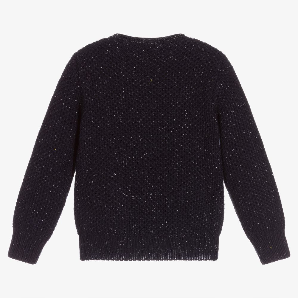 Dr. Kid-Blue Wool Blend Zip-Up Cardigan | Childrensalon Outlet