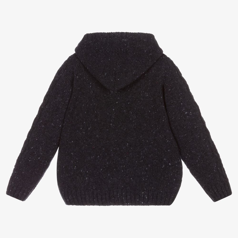 Dr. Kid-Blue Wool Knit Zip-Up Cardigan | Childrensalon Outlet