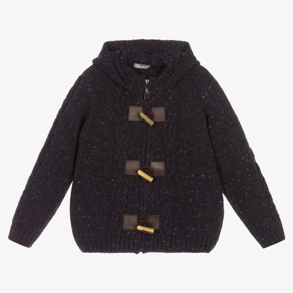 Dr. Kid-Blue Wool Knit Zip-Up Cardigan | Childrensalon Outlet