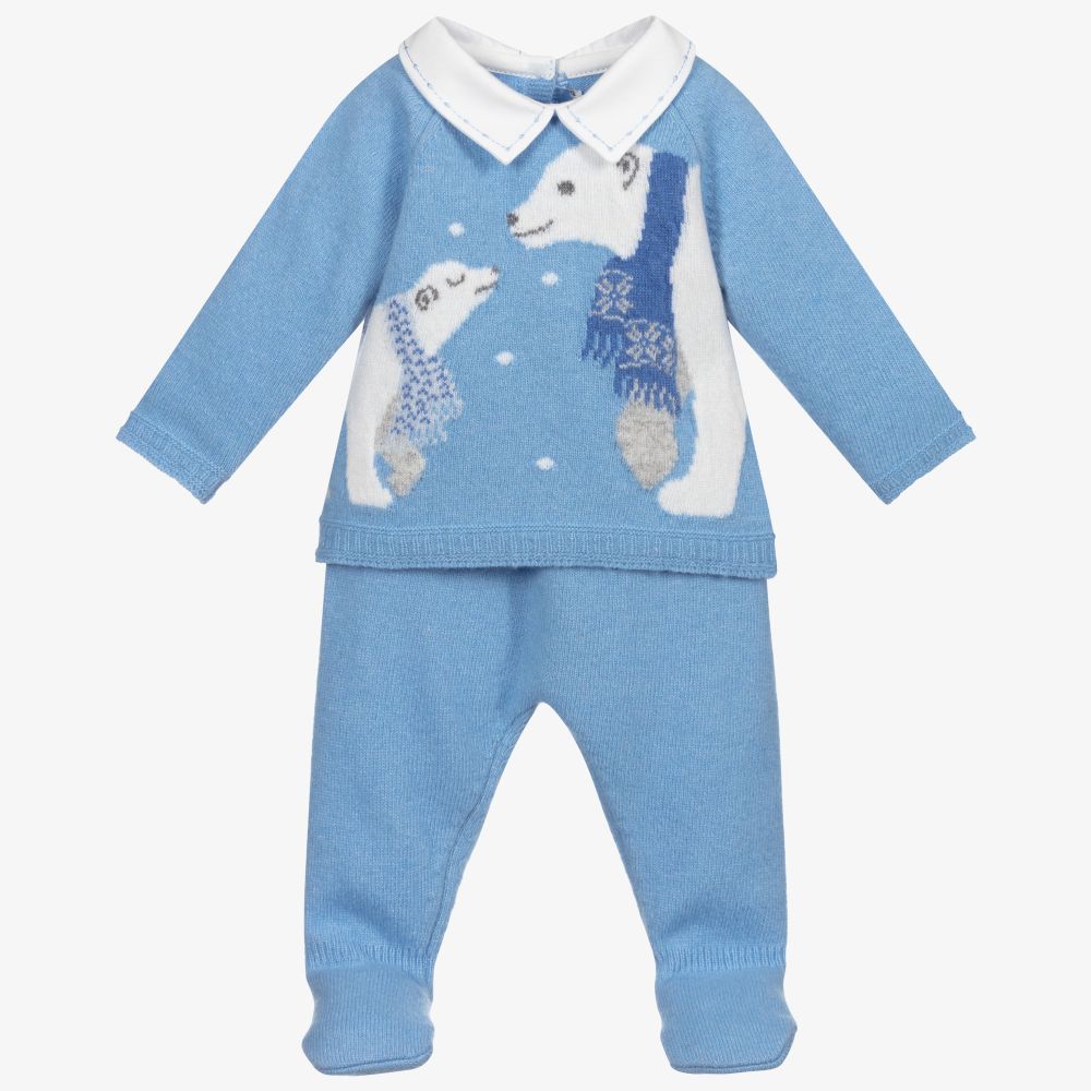 Dr. Kid-Blue Wool Knitted Babygrow | Childrensalon Outlet