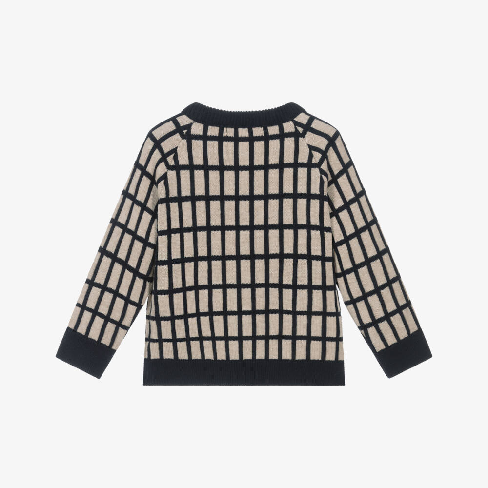 Dr. Kid-Бежевый и синий вязаный свитер для мальчиков | Childrensalon Outlet