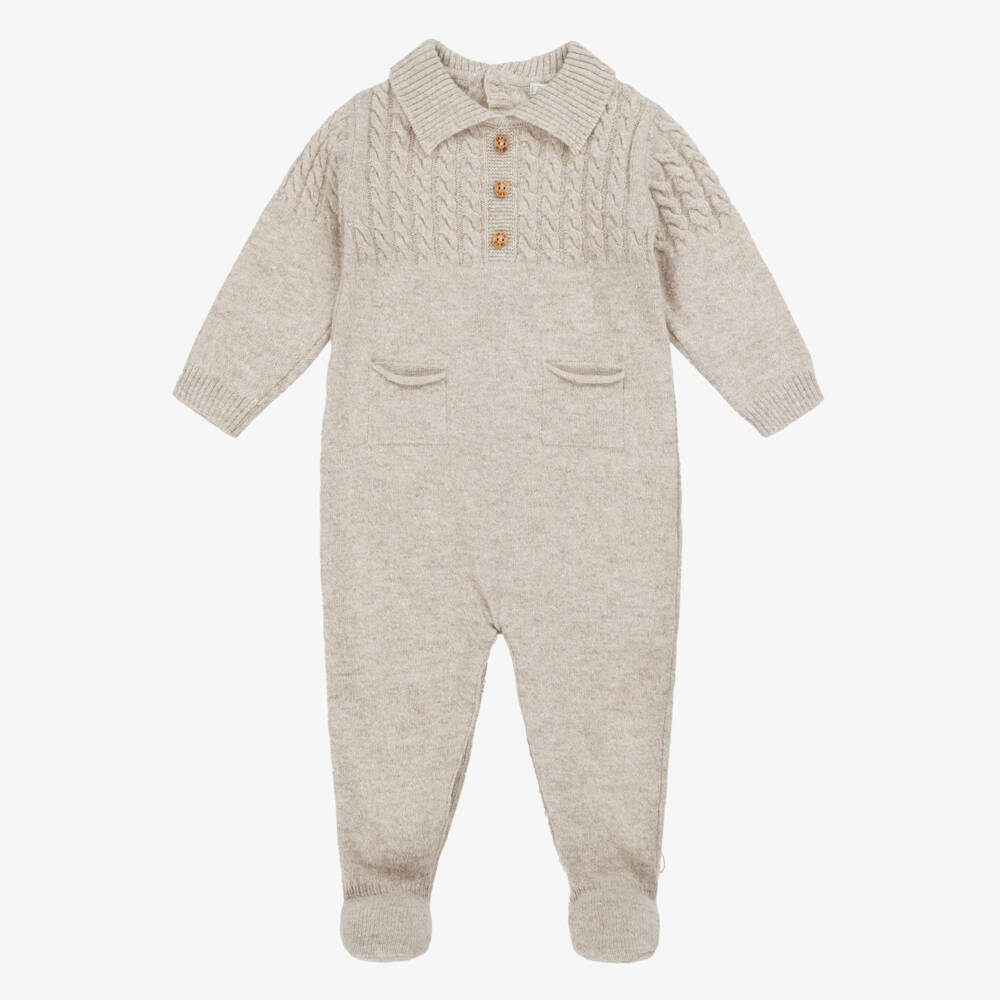 Dr. Kid-Бежевый вязаный комбинезон для мальчиков | Childrensalon Outlet
