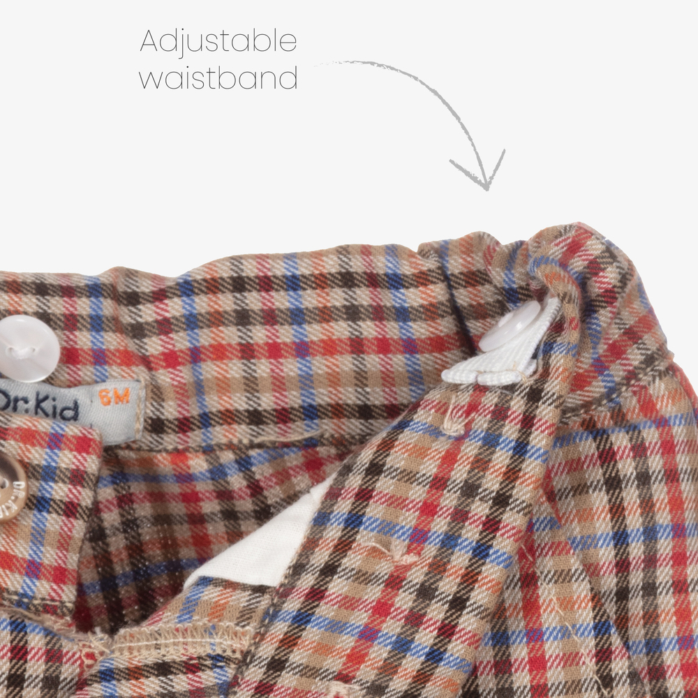 Dr. Kid-Boys Beige Check Shorts | Childrensalon Outlet
