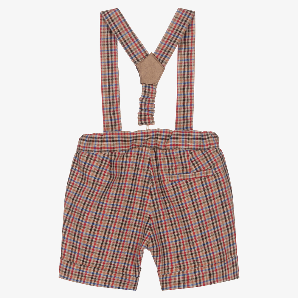 Dr. Kid-Boys Beige Check Shorts | Childrensalon Outlet