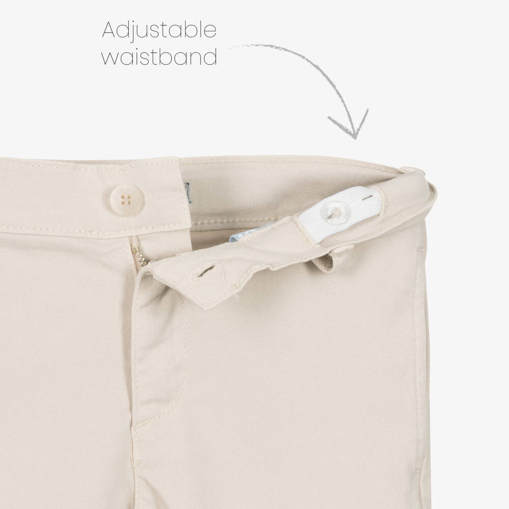 Dr. Kid-Boys Beige Cotton Chino Shorts | Childrensalon Outlet