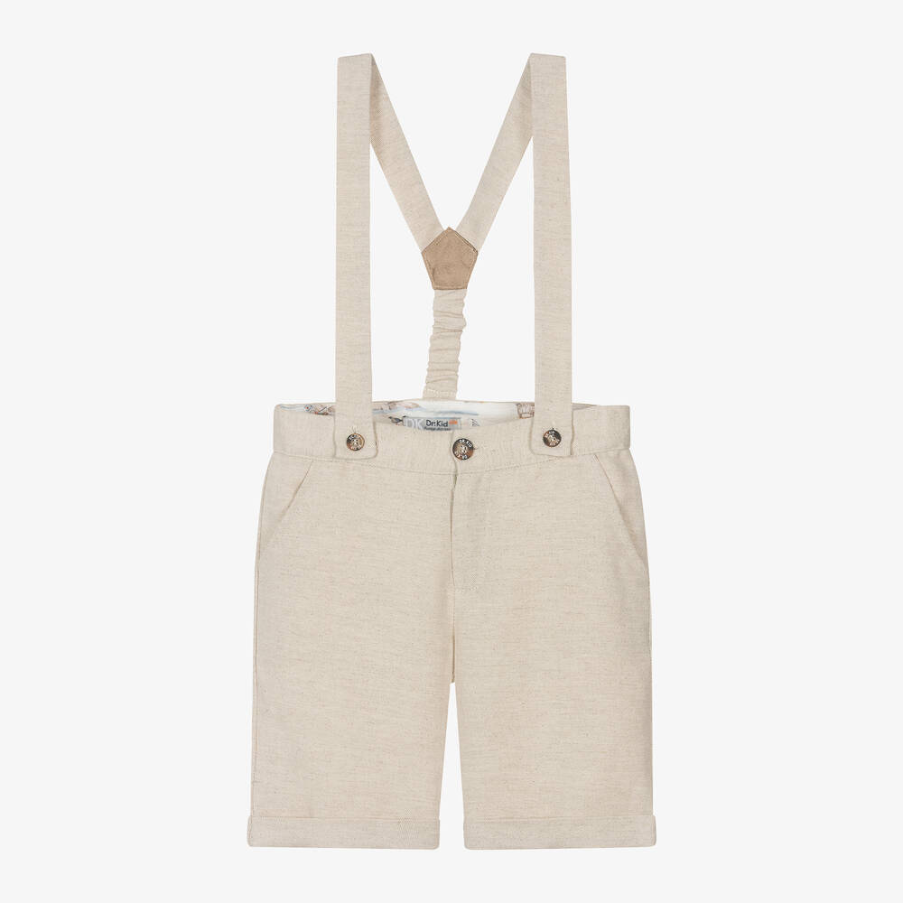 Dr. Kid-Boys Beige Cotton & Linen Shorts | Childrensalon Outlet
