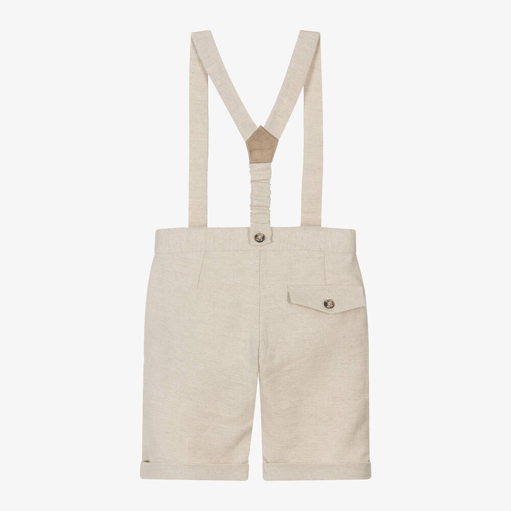 Dr. Kid-Boys Beige Cotton & Linen Shorts | Childrensalon Outlet
