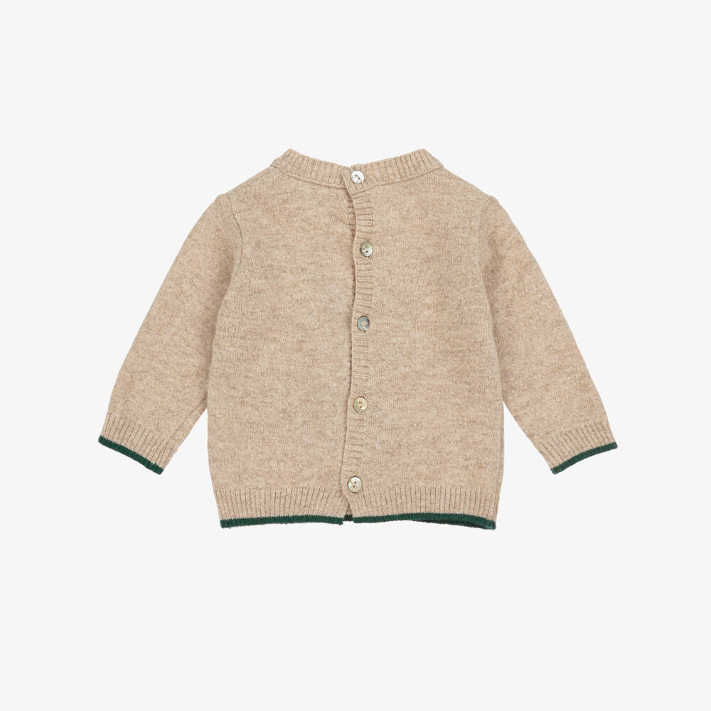 Dr. Kid-Бежевый шерстяной свитер с лисой для мальчиков | Childrensalon Outlet
