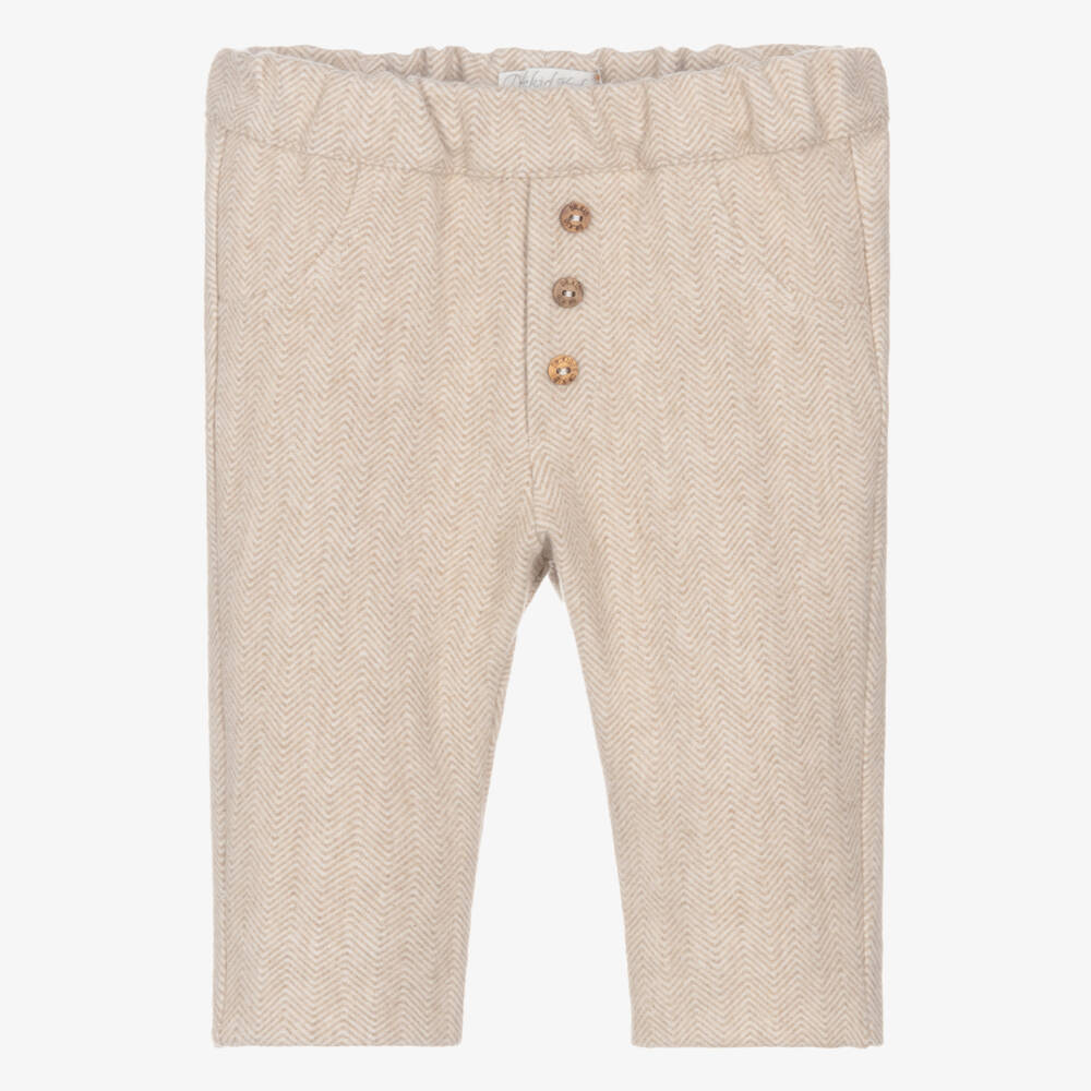 Dr. Kid-بنطلون جيرسي بيج بنقشة هيرينغبون للأولاد | Childrensalon Outlet