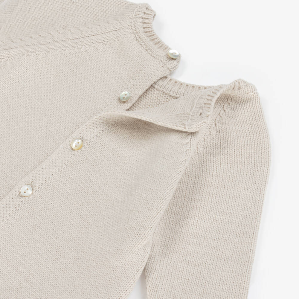 Dr. Kid-Бежевый вязаный комбинезон для мальчиков с мишкой | Childrensalon Outlet