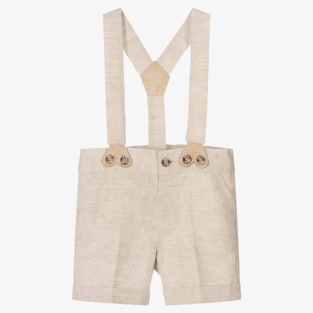 Dr. Kid - Boys Beige Linen & Cotton Shorts | Childrensalon