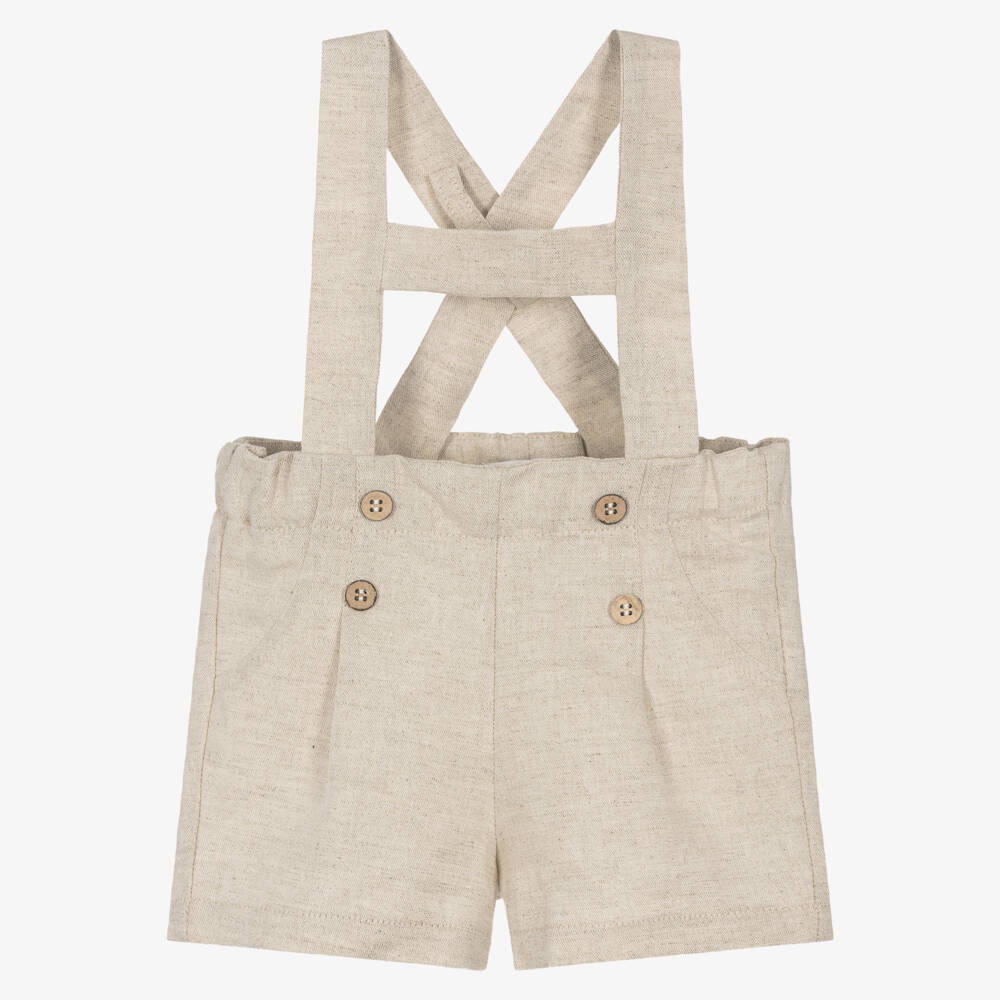 Dr. Kid-Boys' Beige Linen-Cotton Shorts | Childrensalon Outlet