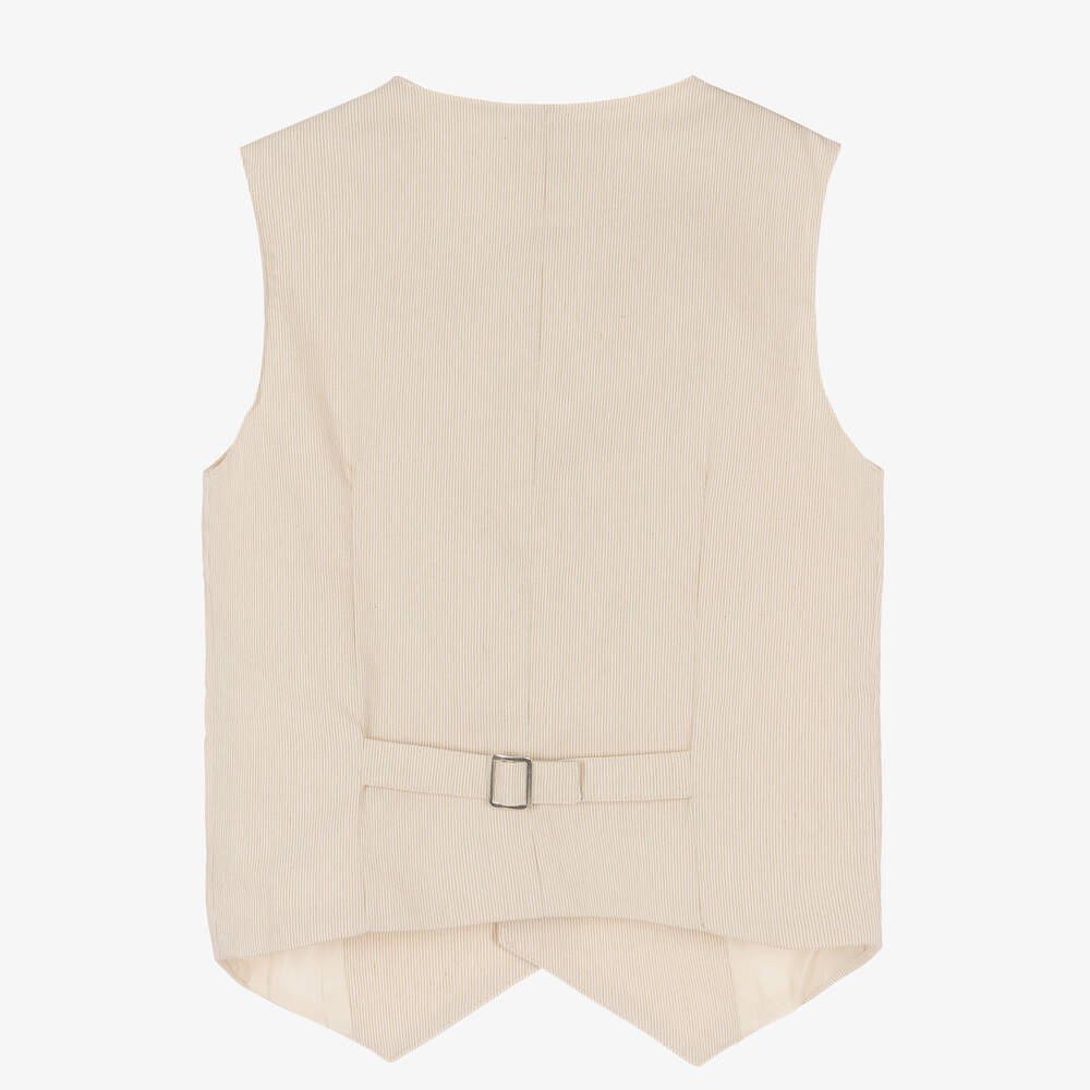 Dr. Kid Boys Beige Pinstripe Waistcoat