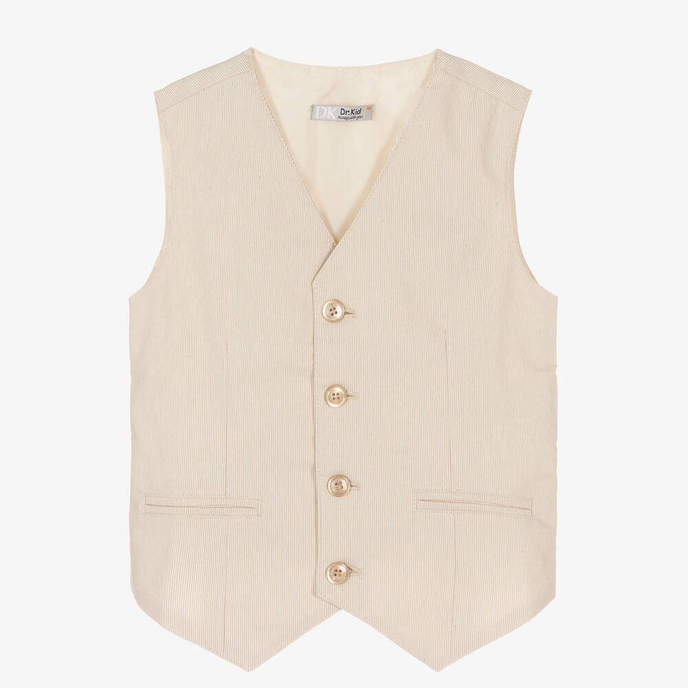 Dr. Kid - Boys Beige Pinstripe Waistcoat | Childrensalon