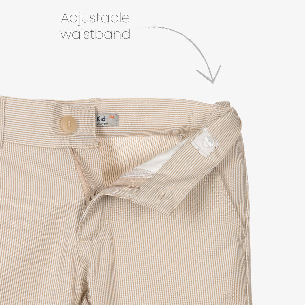 Dr. Kid-Boys Beige Stripe Trousers | Childrensalon Outlet