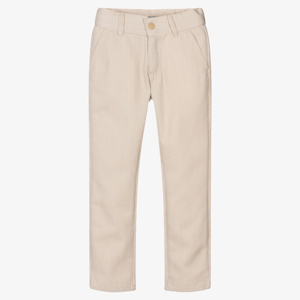 Dr. Kid - Boys Beige Stripe Trousers | Childrensalon