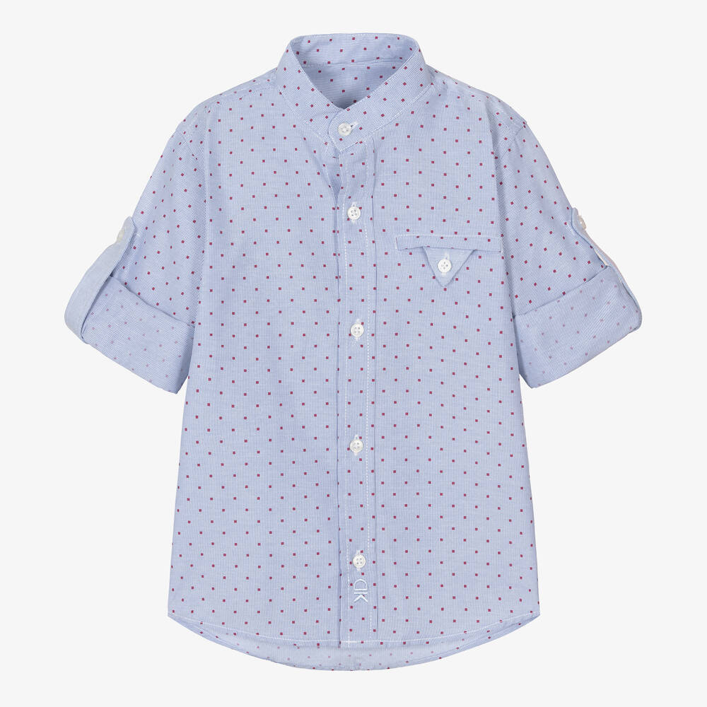 Dr. Kid - Boys Blue and White Stripe Cotton Shirt  | Childrensalon