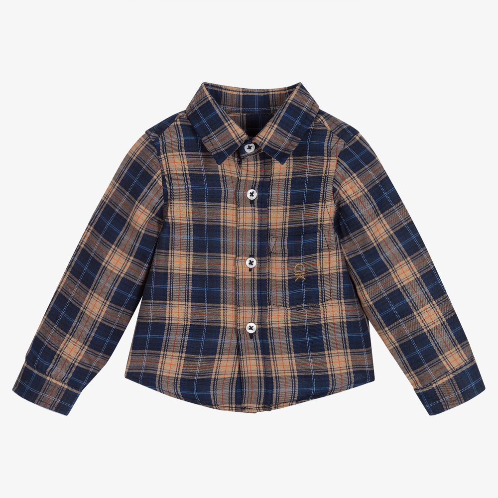 Dr. Kid - Boys Blue & Beige Check Shirt | Childrensalon