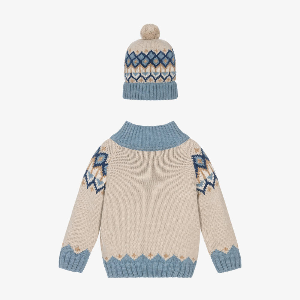 Dr. Kid-Boys Blue & Beige Knitwear Ensemble | Childrensalon Outlet