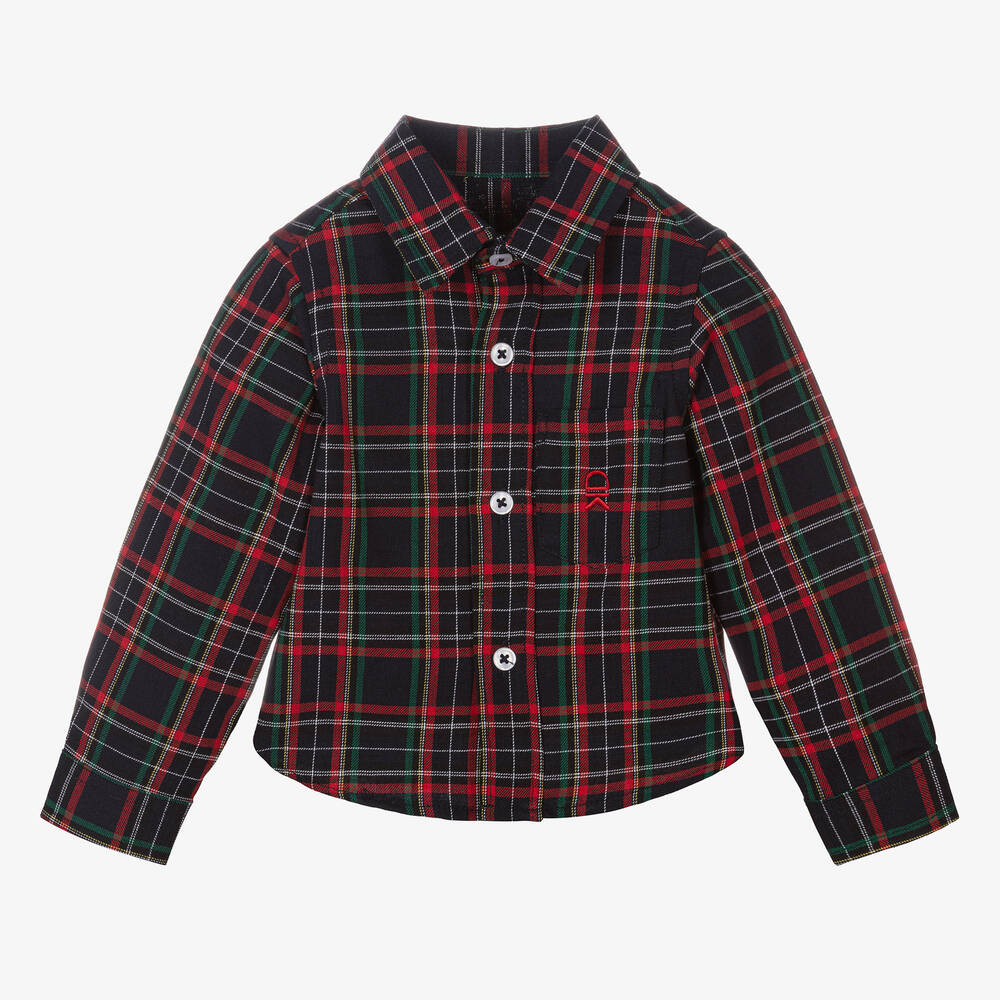 Dr. Kid - Boys Blue Check Cotton Shirt | Childrensalon