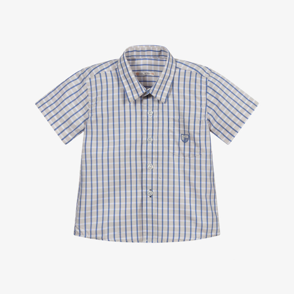 Dr. Kid-Boys Blue Check Shirt | Childrensalon Outlet