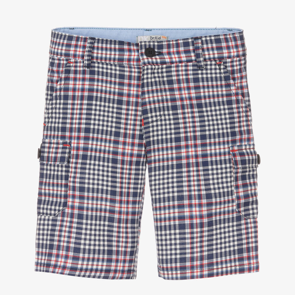 Dr. Kid - Boys Blue Checked Cotton Shorts | Childrensalon