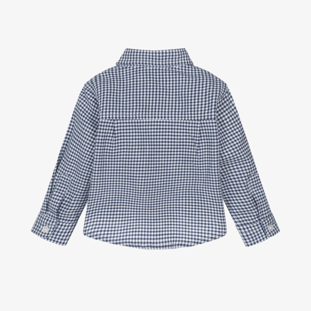 Dr. Kid-Синяя рубашка в клетку из хлопка для мальчиков | Childrensalon Outlet