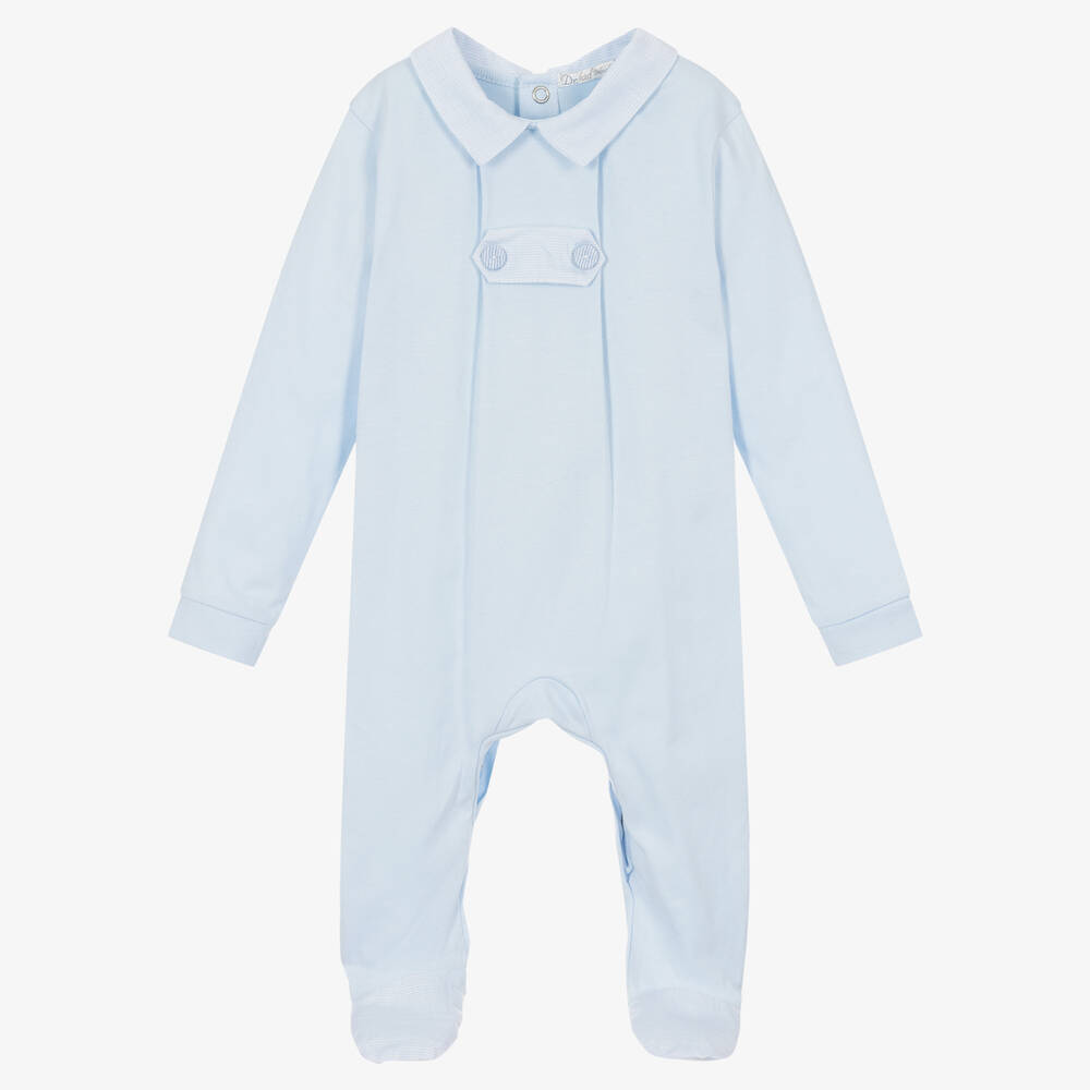 Dr. Kid-Boys Blue Cotton Babygrow | Childrensalon Outlet