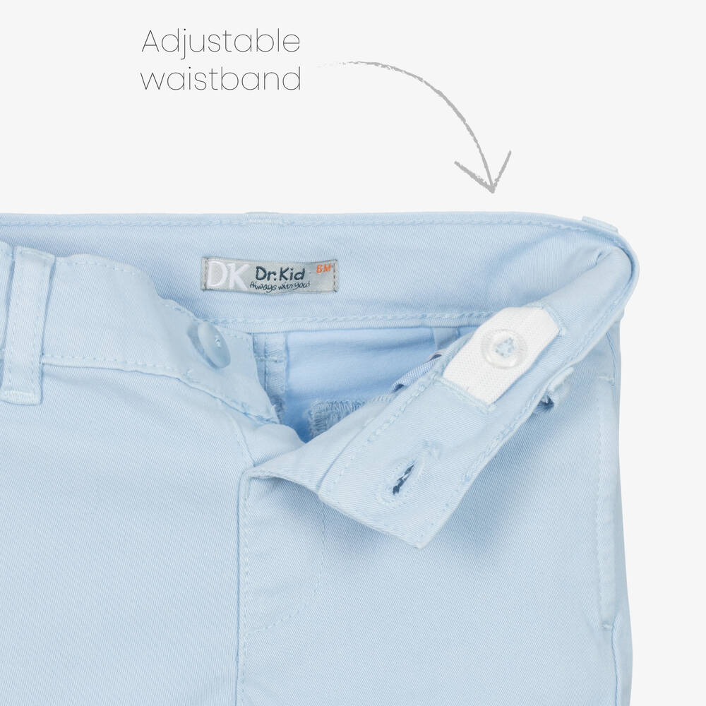Dr. Kid-Boys Blue Cotton Chino Shorts | Childrensalon Outlet