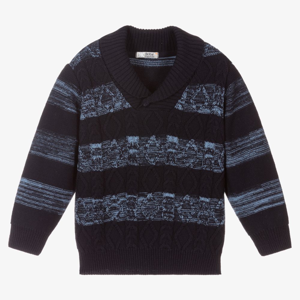 Dr. Kid - Boys Blue Cotton Knit Jumper | Childrensalon