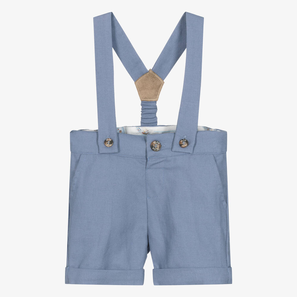 Dr. Kid-Boys Blue Cotton & Linen Shorts | Childrensalon Outlet