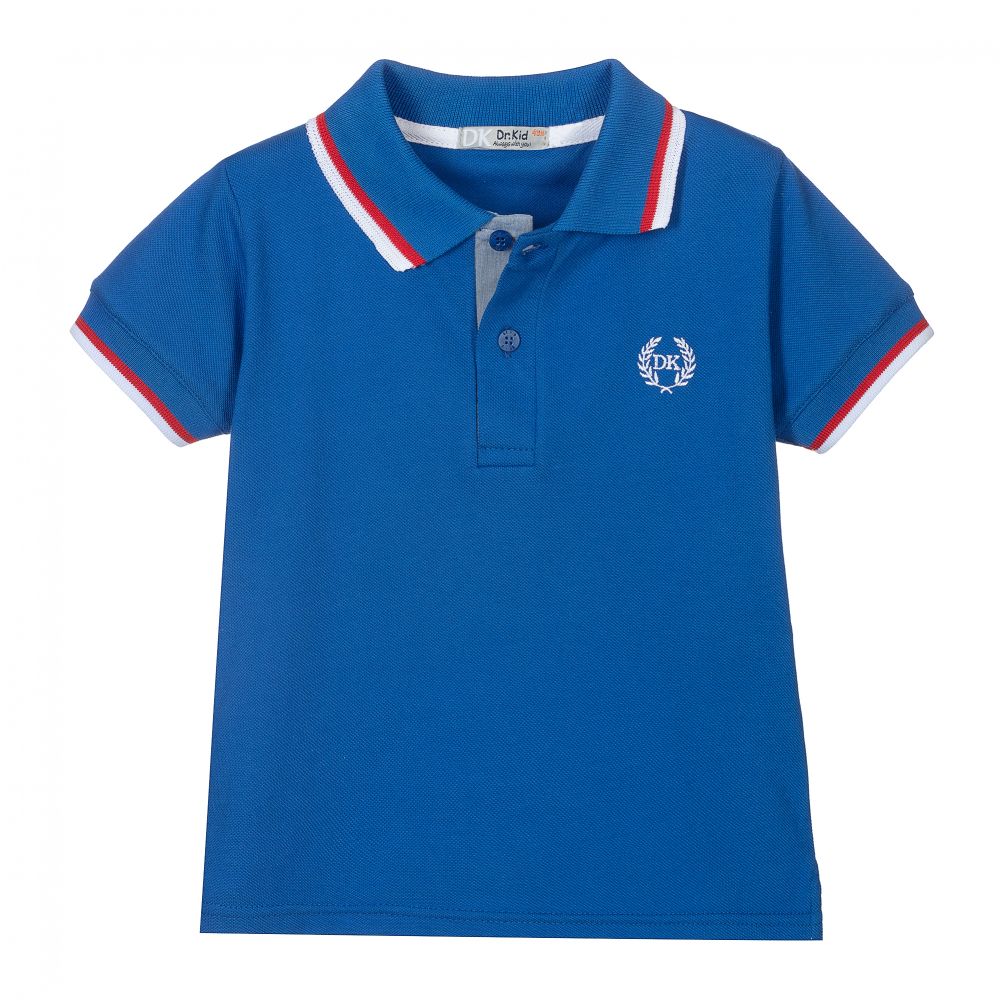 Dr. Kid-Boys Blue Cotton Polo Shirt | Childrensalon Outlet