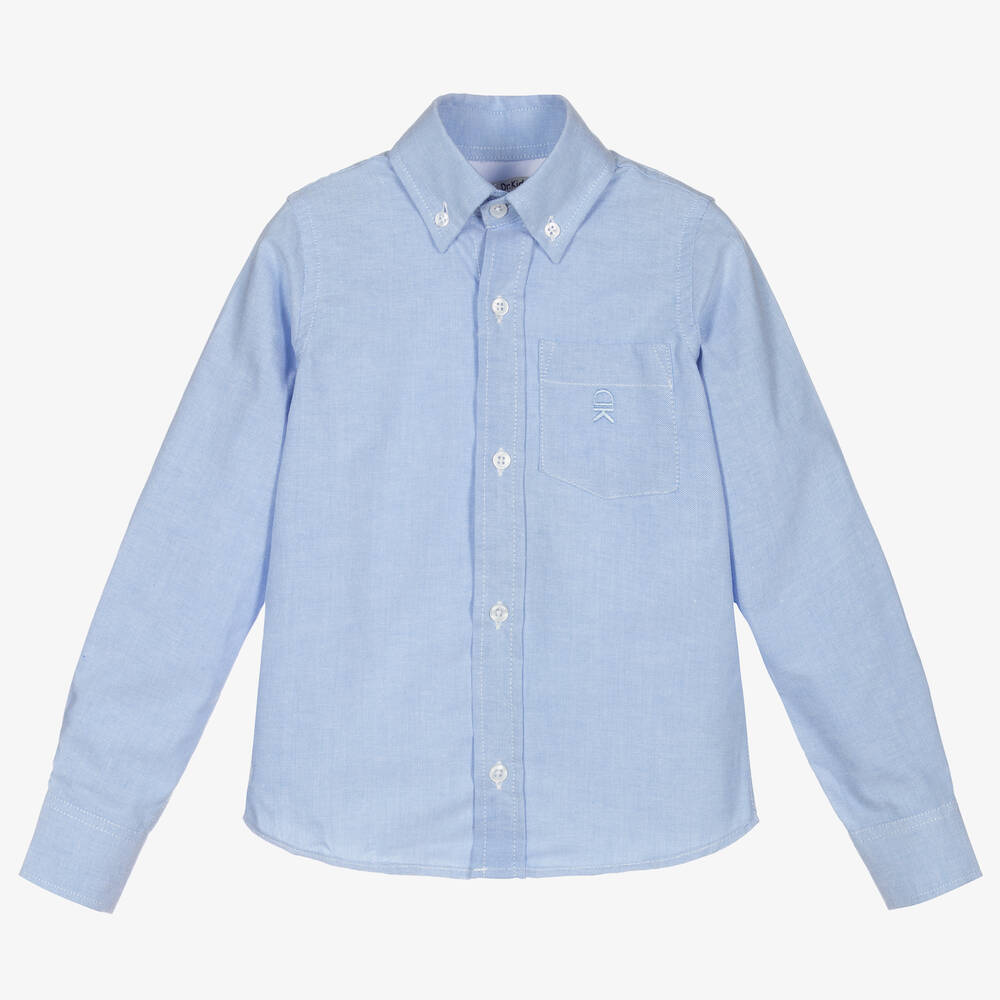Dr. Kid - قميص قطن أكسفورد لون أزرق فاتح للأولاد | Childrensalon