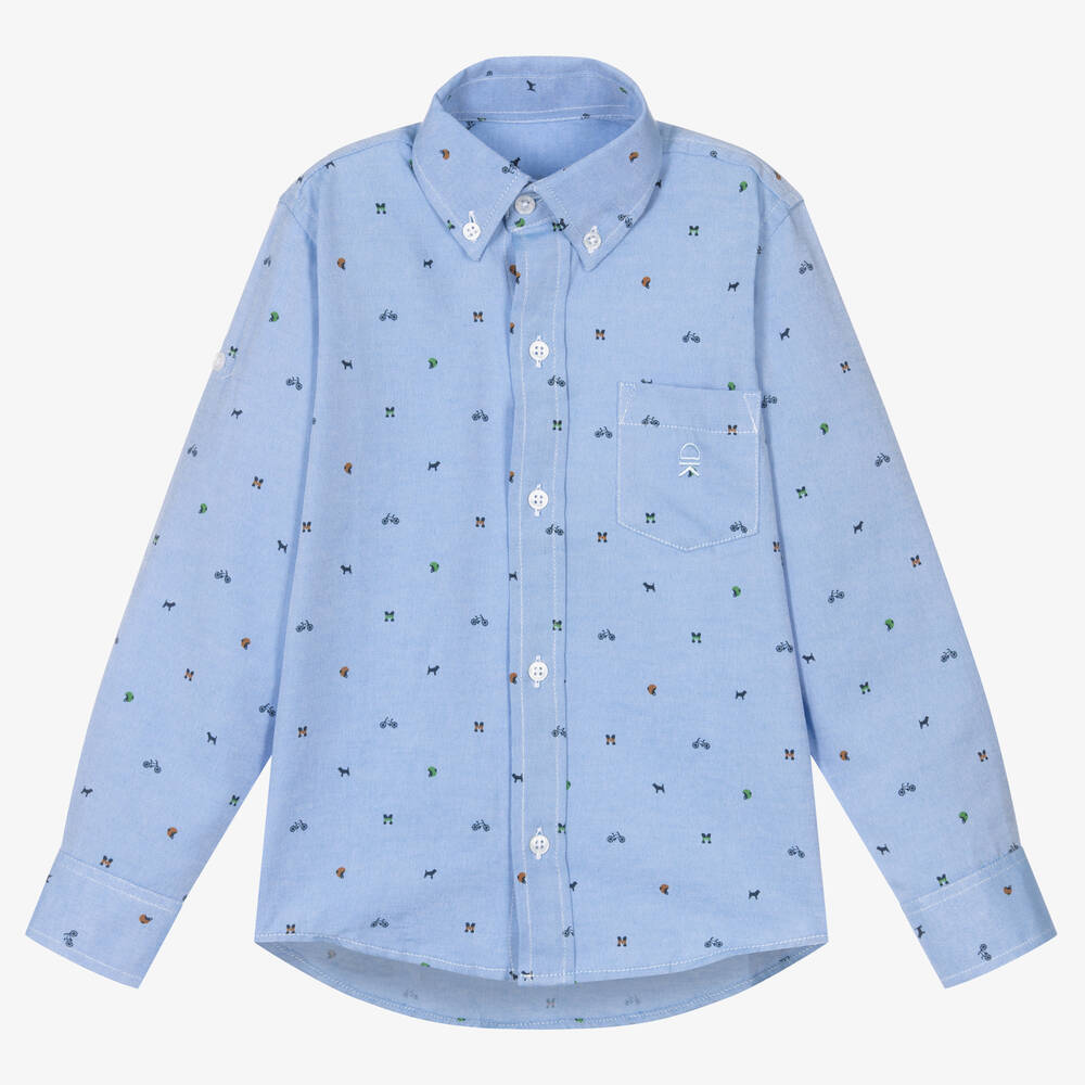 Dr. Kid-Boys Blue Cotton Shirt | Childrensalon Outlet