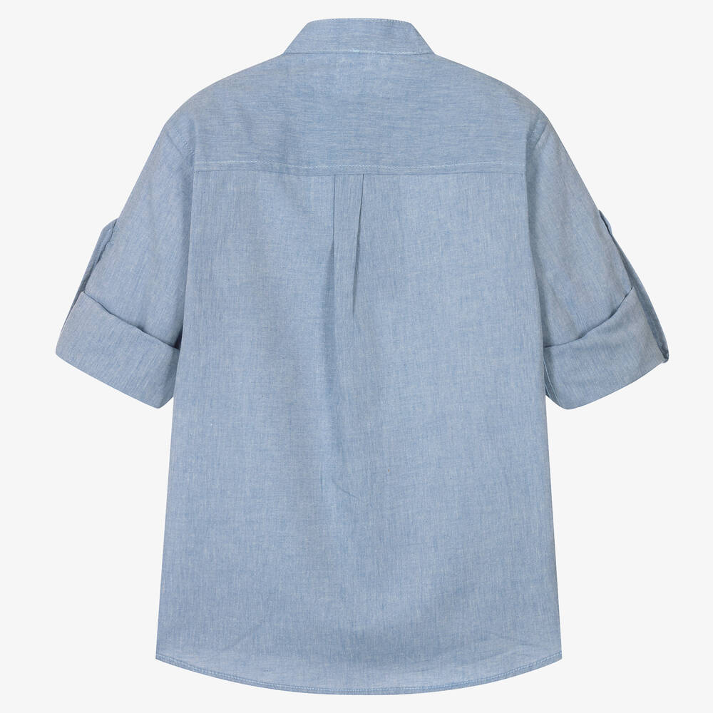 Dr. Kid-Boys Blue Cotton Shirt | Childrensalon Outlet