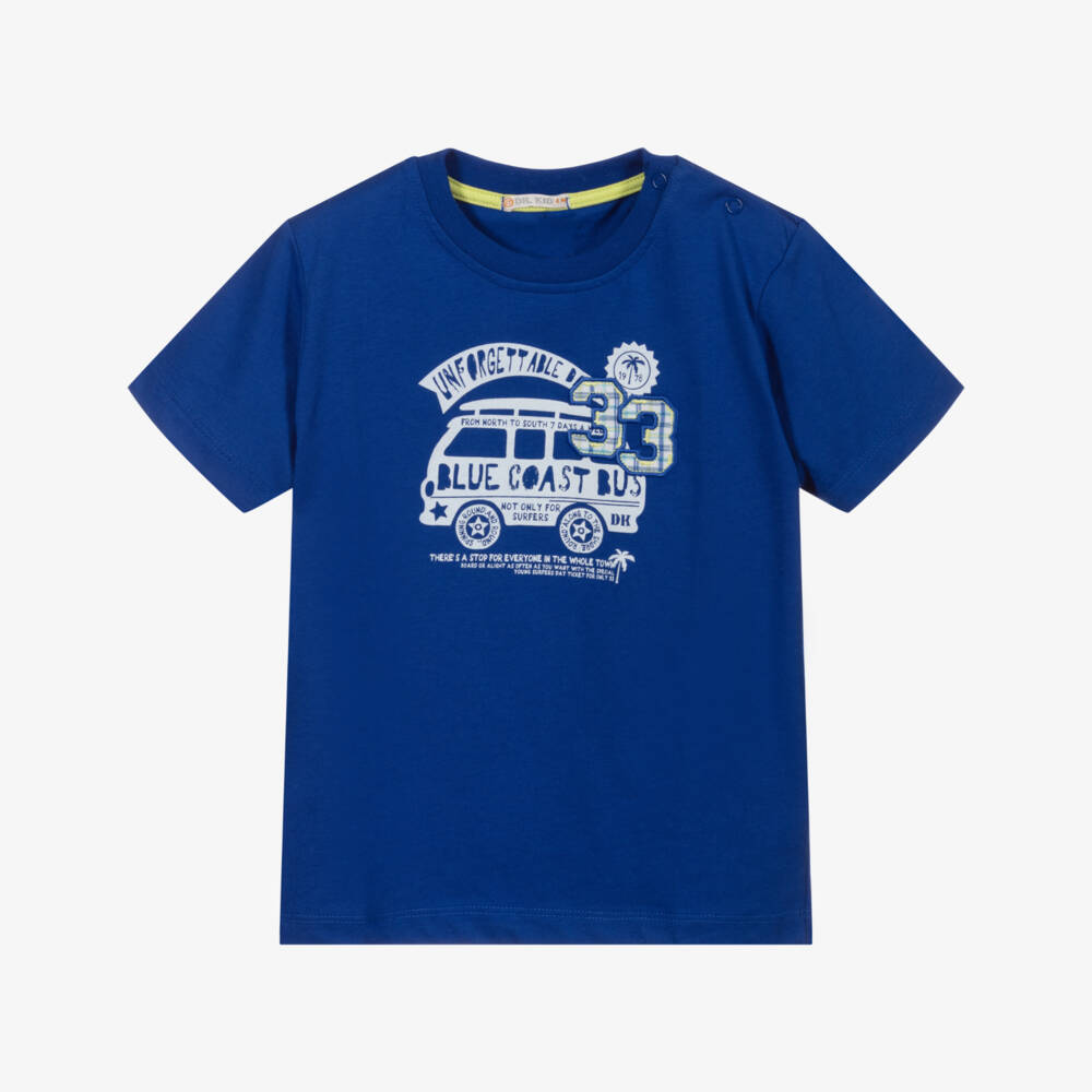 Dr. Kid-Boys Blue Cotton T-Shirt | Childrensalon Outlet