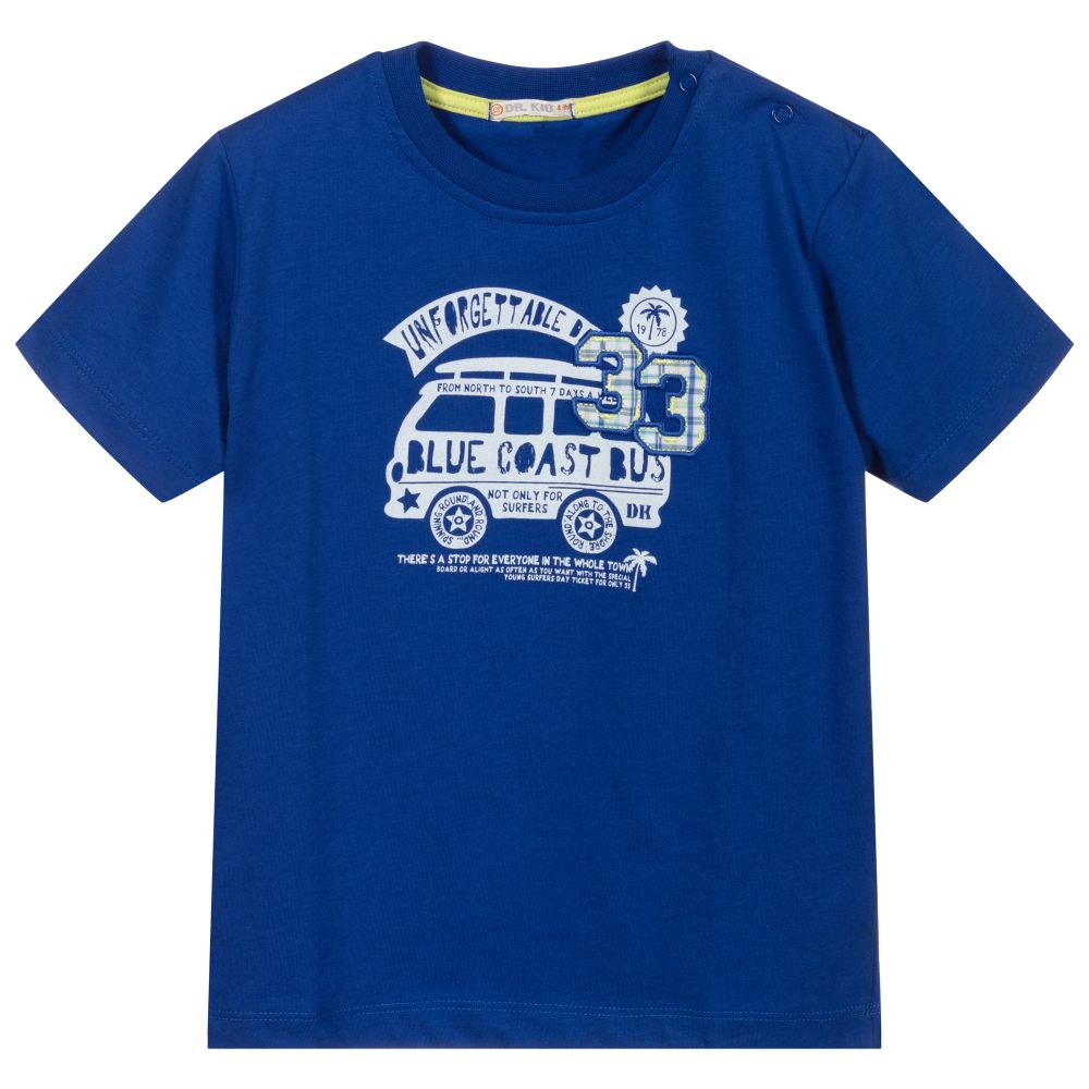 Dr. Kid - Boys Blue Cotton T-Shirt | Childrensalon