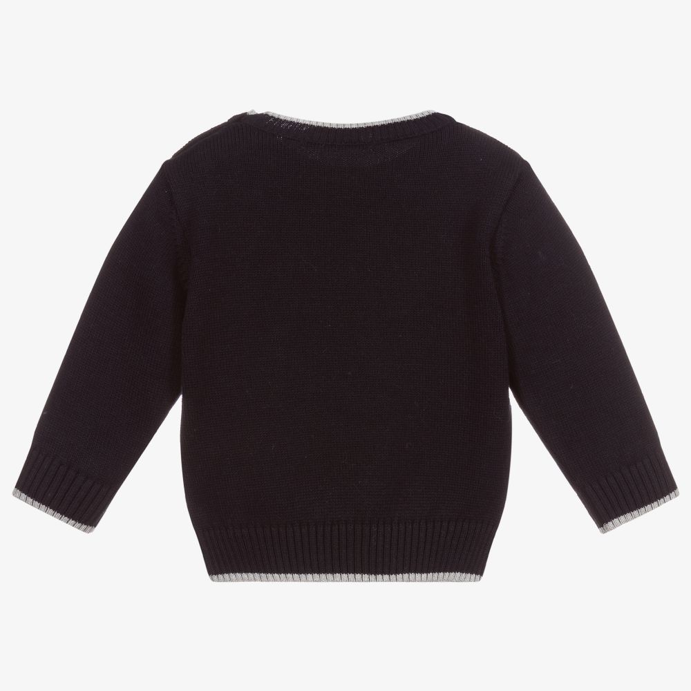 Dr. Kid-Boys Blue Knit Cotton Sweater | Childrensalon Outlet